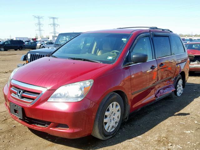 5FNRL38276B095012 - 2006 HONDA ODYSSEY LX RED photo 2