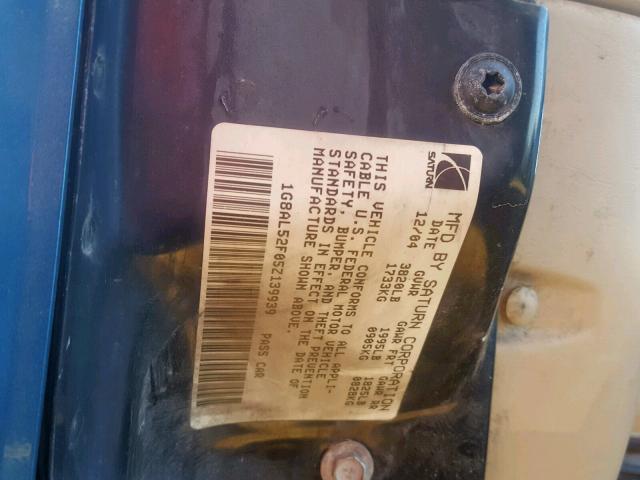 1G8AL52F05Z139939 - 2005 SATURN ION LEVEL BLUE photo 10