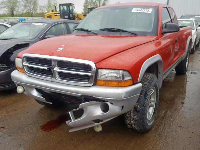 1D7HG42N74S749781 - 2004 DODGE DAKOTA SLT RED photo 2