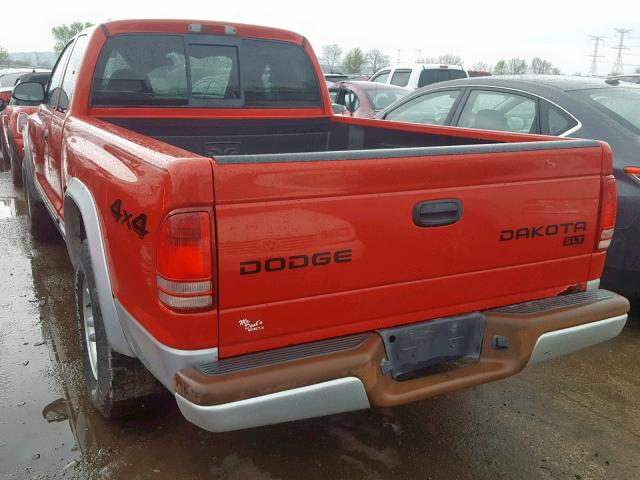 1D7HG42N74S749781 - 2004 DODGE DAKOTA SLT RED photo 3