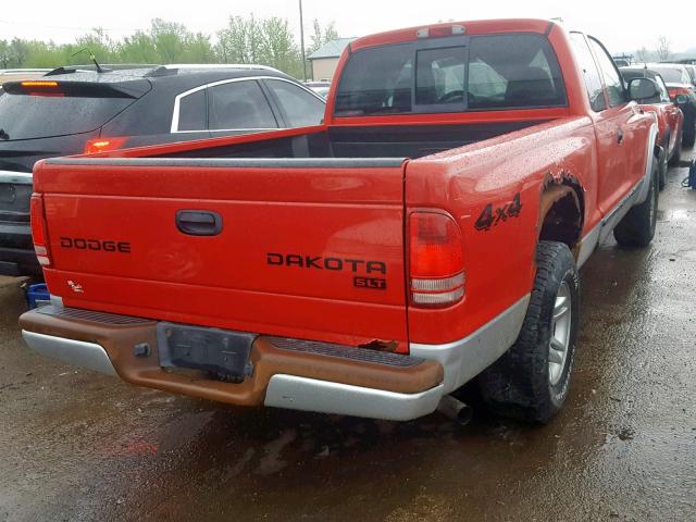 1D7HG42N74S749781 - 2004 DODGE DAKOTA SLT RED photo 4