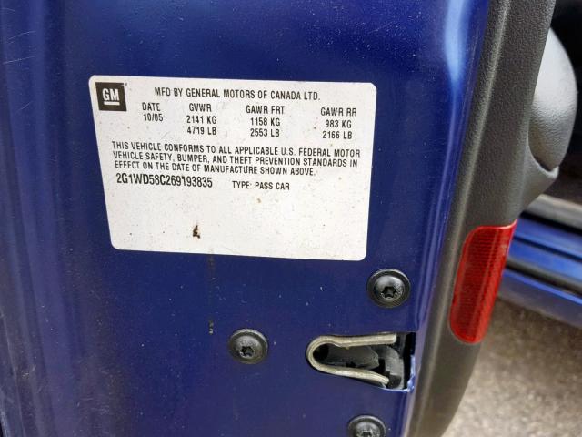 2G1WD58C269193835 - 2006 CHEVROLET IMPALA SUP ლურჯი ფოტო 10