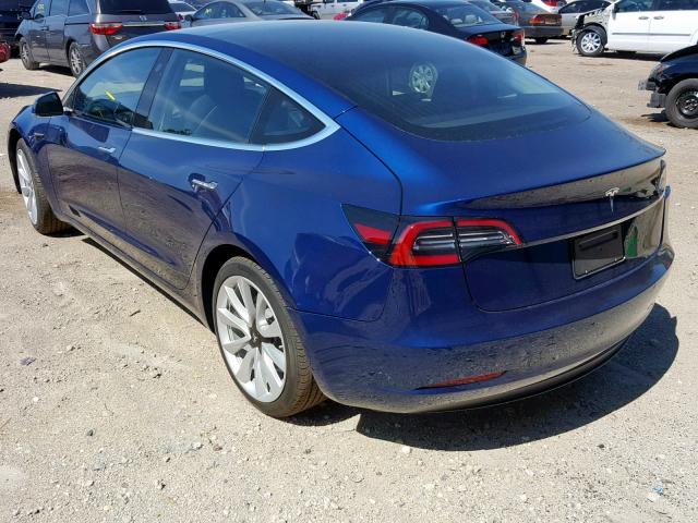 5YJ3E1EA6KF301138 - 2019 TESLA MODEL 3 BLUE photo 3