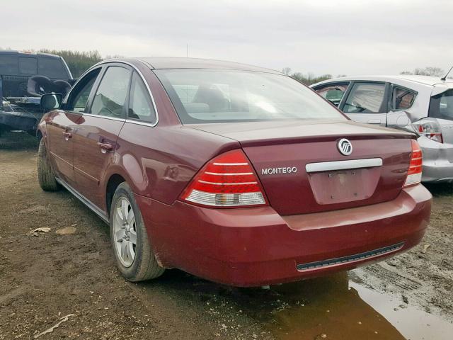 1MEFM40195G608126 - 2005 MERCURY MONTEGO LU BURGUNDY photo 3