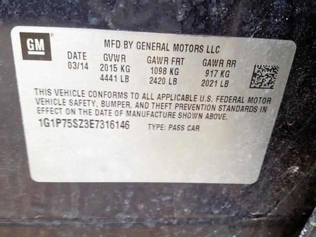 1G1P75SZ3E7316146 - 2014 CHEVROLET CRUZE  photo 10