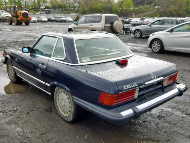 WDBBA48D9GA036227 - 1986 MERCEDES-BENZ 560 SL BLUE photo 3