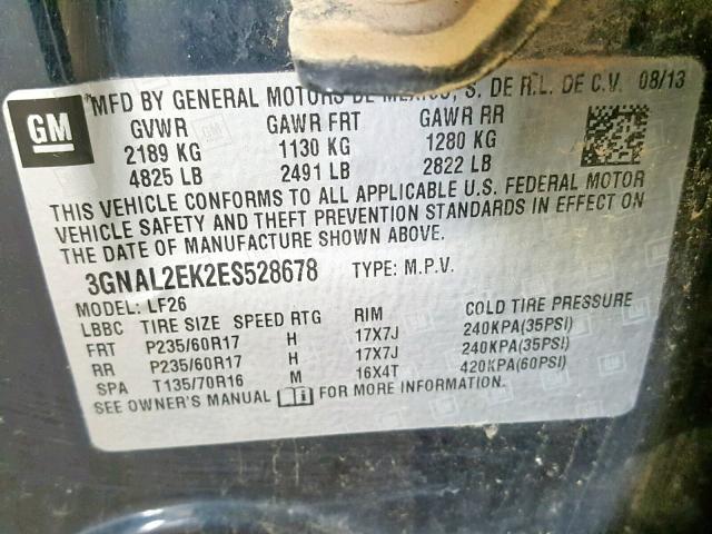 3GNAL2EK2ES528678 - 2014 CHEVROLET CAPTIVA LS 黑色 照片 10