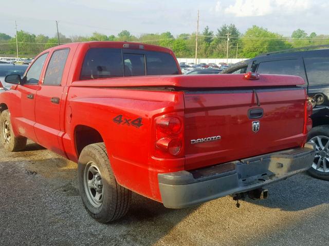 1D7HW28K97S104204 - 2007 DODGE DAKOTA QUA RED photo 3