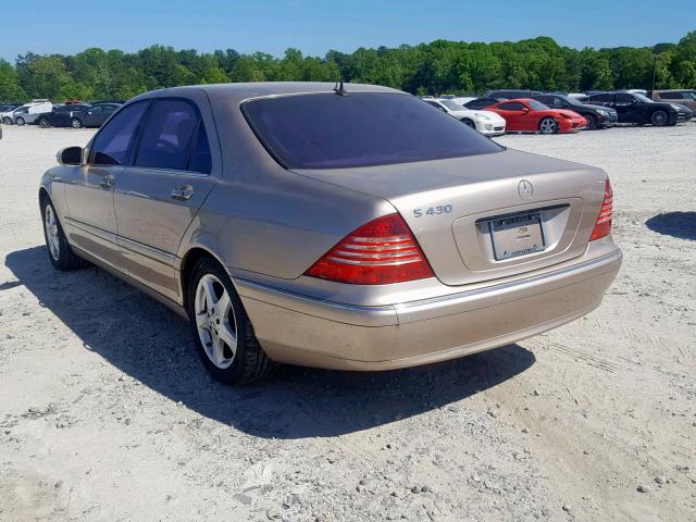 WDBNG70J34A424015 - 2004 MERCEDES-BENZ S 430 BEIGE photo 3