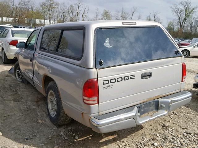 1B7FL26X0XS165630 - 1999 DODGE DAKOTA SILVER photo 3