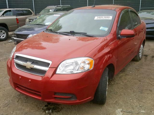 KL1TD56E19B640860 - 2009 CHEVROLET AVEO LS RED photo 2