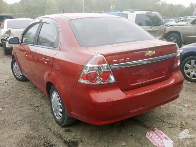 KL1TD56E19B640860 - 2009 CHEVROLET AVEO LS RED photo 3