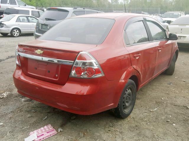 KL1TD56E19B640860 - 2009 CHEVROLET AVEO LS RED photo 4