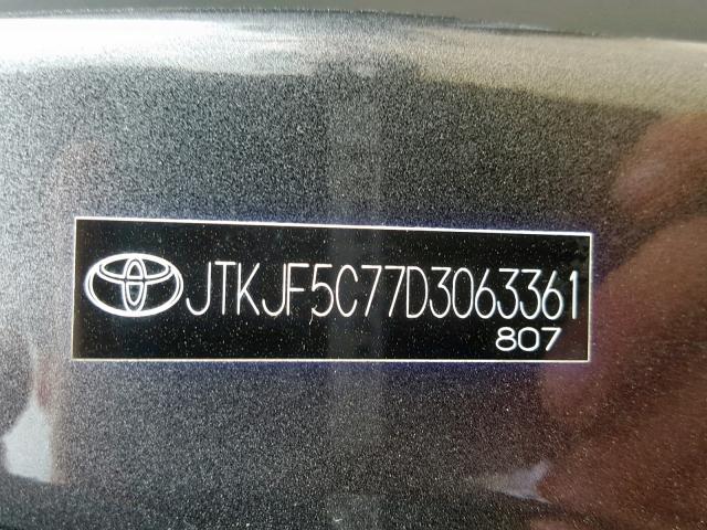 JTKJF5C77D3063361 - 2013 TOYOTA SCION TC ნაცრისფერი ფოტო 10