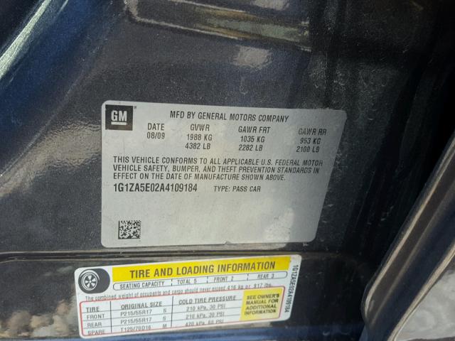 1G1ZA5E02A4109184 - 2010 CHEVROLET MALIBU LS Boz foto 10