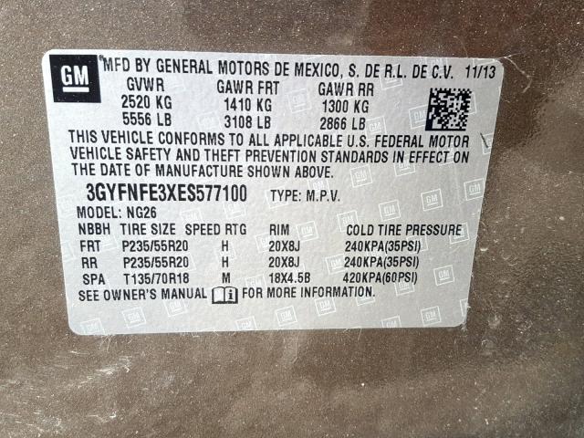 3GYFNFE3XES577100 - 2014 CADILLAC SRX PERFOR 金色 照片 10