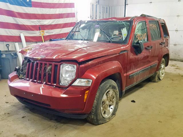 1C4PJMAK8CW127664 - 2012 JEEP LIBERTY SP MAROON photo 2