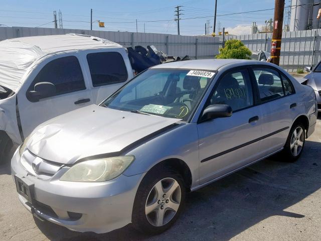 1HGES16305L028931 - 2005 HONDA CIVIC DX V SILVER photo 2