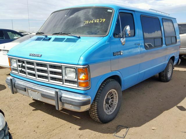 2B6HB23T9GK569893 - 1986 DODGE RAM VAN B2 BLUE photo 2