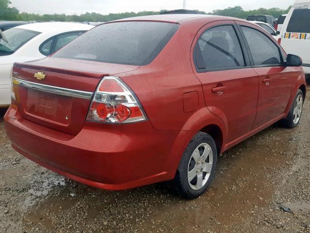 KL1TD5DE9AB130621 - 2010 CHEVROLET AVEO LS RED photo 4