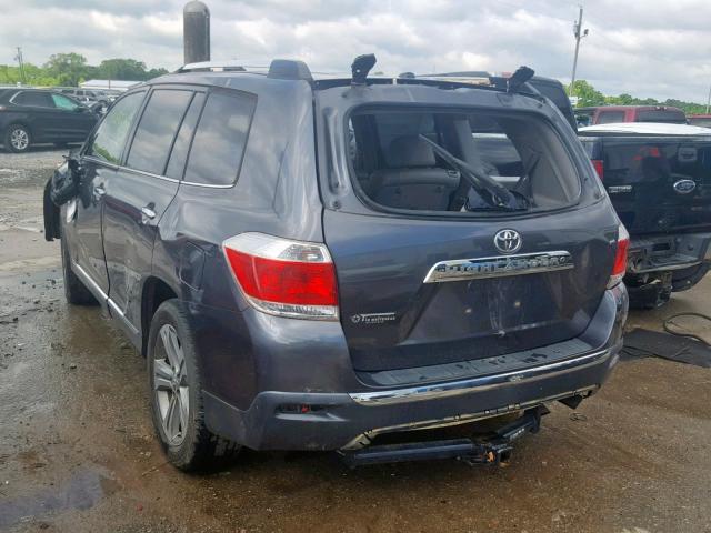 5TDYK3EH2CS050509 - 2012 TOYOTA HIGHLANDER CHARCOAL photo 3