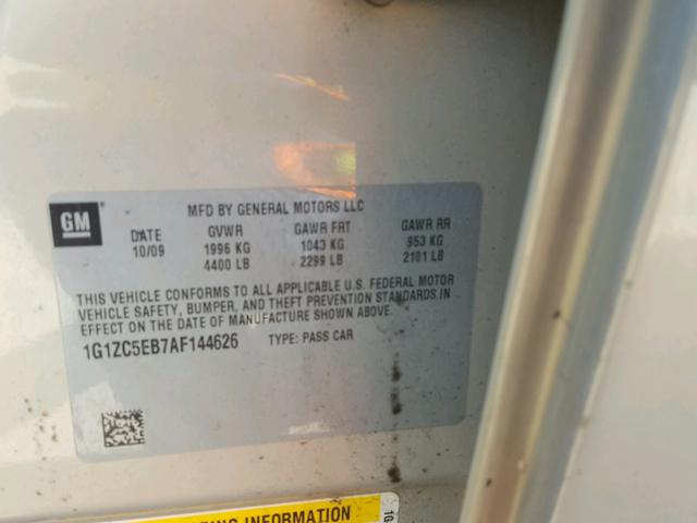 1G1ZC5EB7AF144626 - 2010 CHEVROLET MALIBU 1LT GOLD photo 10