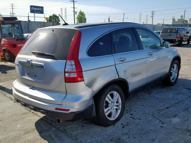 5J6RE3H73AL011175 - 2010 HONDA CR-V EXL SILVER photo 4