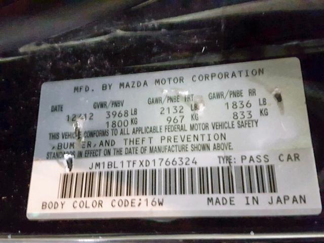 JM1BL1TFXD1766324 - 2013 MAZDA 3 I BLACK photo 10