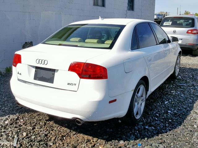 WAUAF78E28A003531 - 2008 AUDI A4 2.0T WHITE photo 4