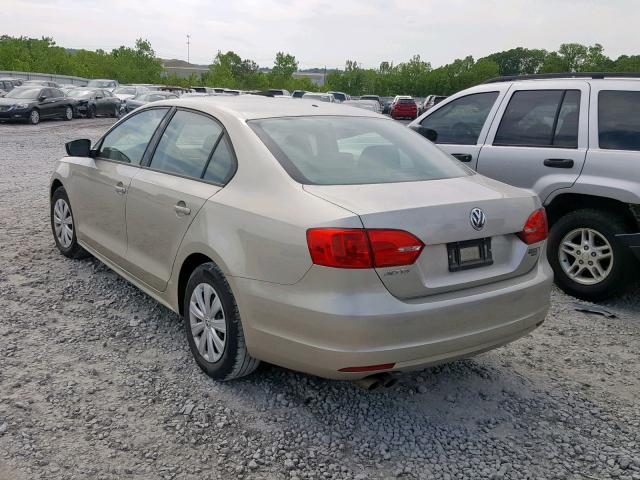 3VW2K7AJ9EM324312 - 2014 VOLKSWAGEN JETTA BASE GOLD photo 3