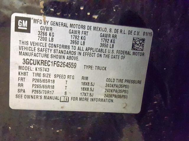 3GCUKREC1FG264559 - 2015 CHEVROLET SILVERADO K1500 LT  photo 10