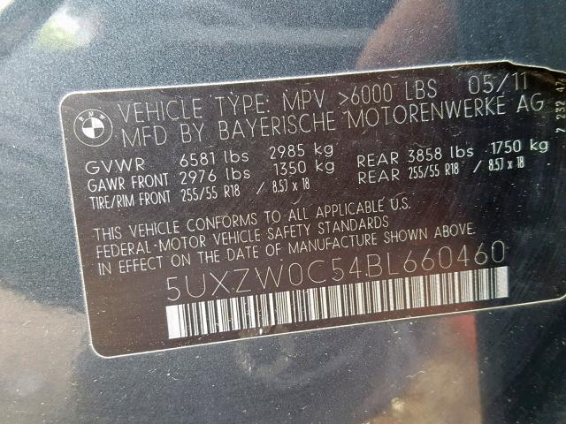 5UXZW0C54BL660460 - 2011 BMW X5 XDRIVE3 Grafit foto 10