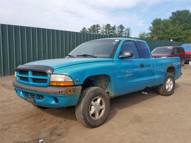 1B7GG22XXWS582170 - 1998 DODGE DAKOTA TURQUOISE photo 2