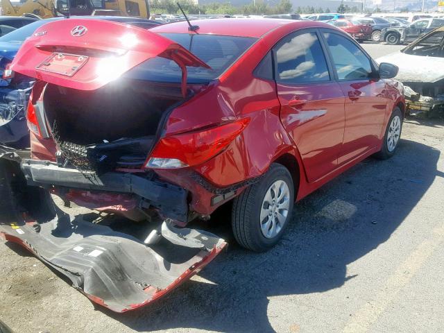 KMHCT4AE0GU067363 - 2016 HYUNDAI ACCENT SE RED photo 4