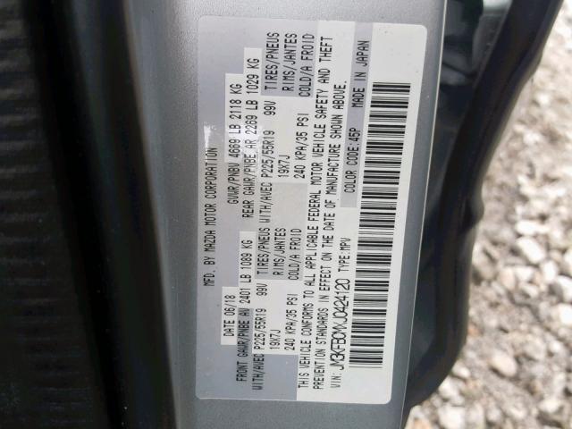 JM3KFBCMXJ0424120 - 2018 MAZDA CX-5 TOURI GRAY photo 10