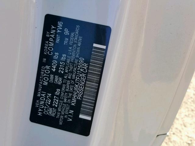 KMHHU6KJ7FU125090 - 2015 HYUNDAI GENESIS CO WHITE photo 10