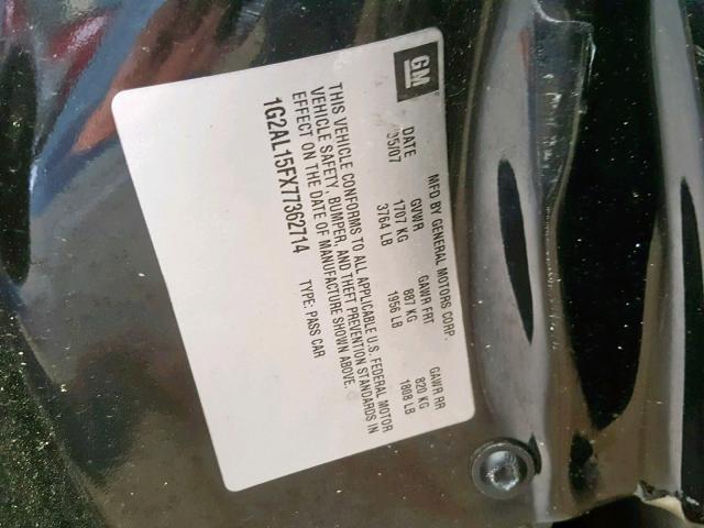 1G2AL15FX77362714 - 2007 PONTIAC G5 BLACK photo 10