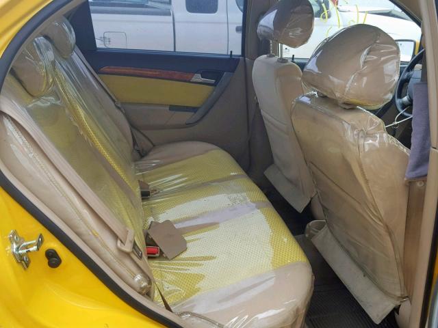 KL1TG56687B164085 - 2007 CHEVROLET AVEO LT YELLOW photo 6