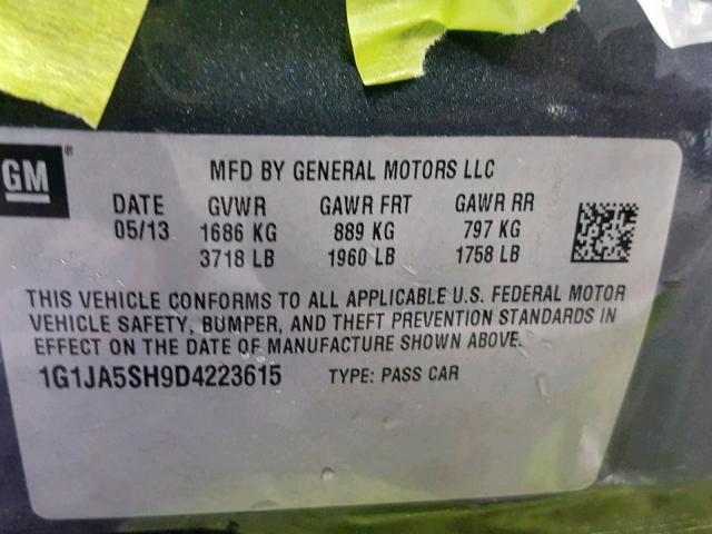 1G1JA5SH9D4223615 - 2013 CHEVROLET SONIC LS 灰色 照片 10