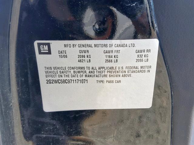 2G2WC58C971171071 - 2007 PONTIAC GRAND PRIX BLACK photo 10