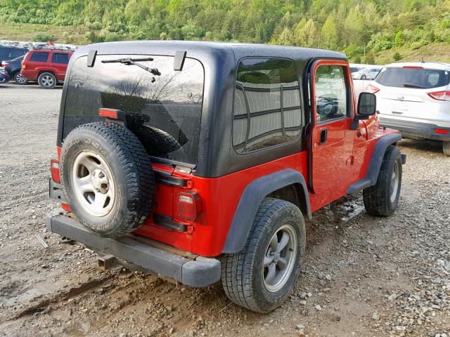 1J4FA39S64P789324 - 2004 JEEP WRANGLER X RED photo 4