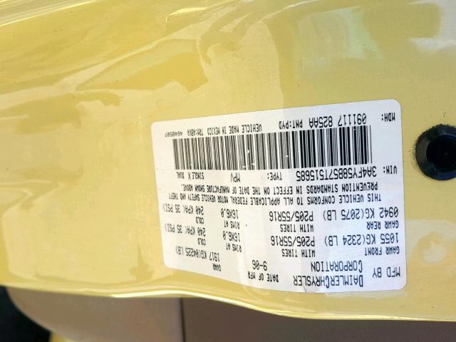 3A4FY58B57T515685 - 2007 CHRYSLER PT CRUISE YELLOW photo 10