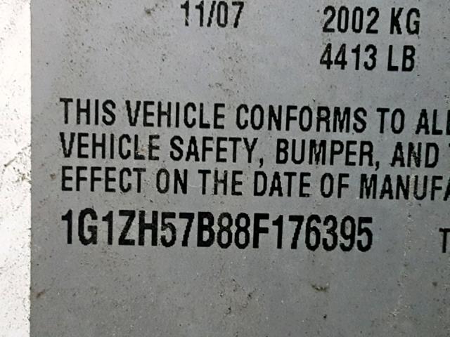 1G1ZH57B88F176395 - 2008 CHEVROLET MALIBU 1LT WHITE photo 10