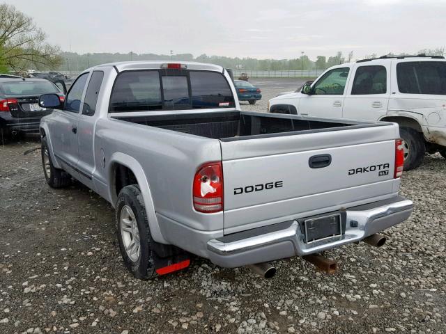 1D7HL42N03S196322 - 2003 DODGE DAKOTA SLT SILVER photo 3