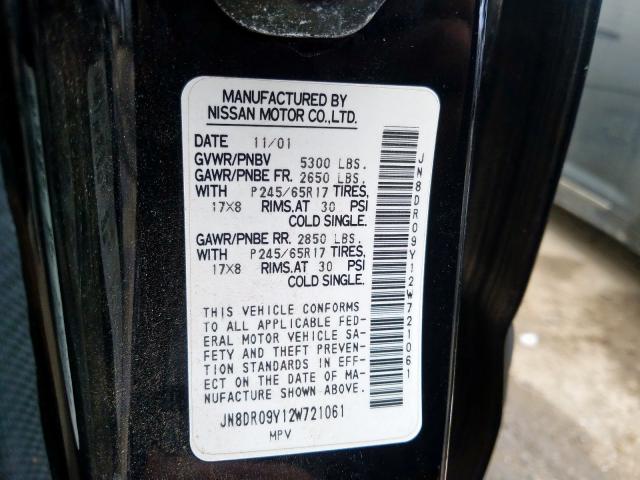 JN8DR09Y12W721061 - 2002 NISSAN PATHFINDER LE  ფოტო 10