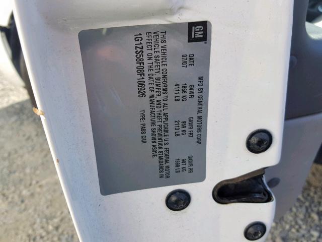 1G1ZS58F08F106926 - 2008 CHEVROLET MALIBU LS WHITE photo 10