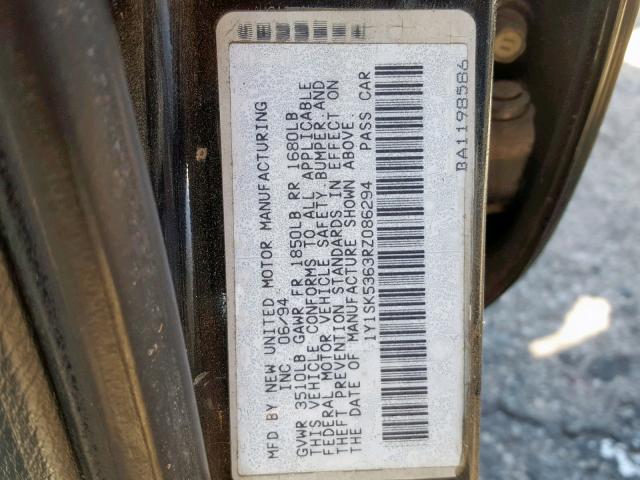 1Y1SK5363RZ086294 - 1994 GEO PRIZM BASE BLACK photo 10