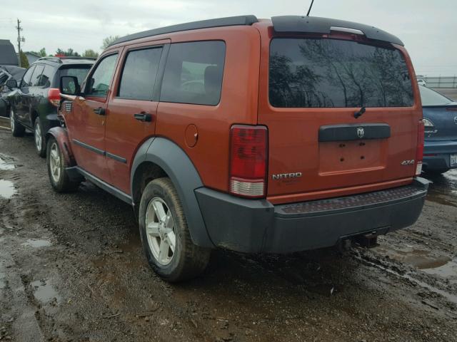 1D8GU28K17W559554 - 2007 DODGE NITRO SXT ORANGE photo 3