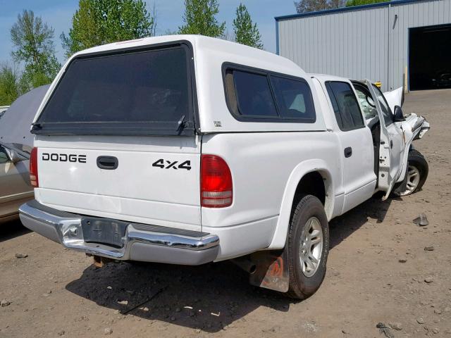 1B7HG48N02S646099 - 2002 DODGE DAKOTA QUA WHITE photo 4