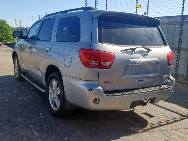 5TDZY67A38S014887 - 2008 TOYOTA SEQUOIA PL GRAY photo 3